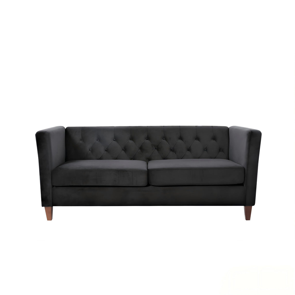 Button Tufted Loveseat, 2 Seater With Square Arm Couch For Living Room - Black