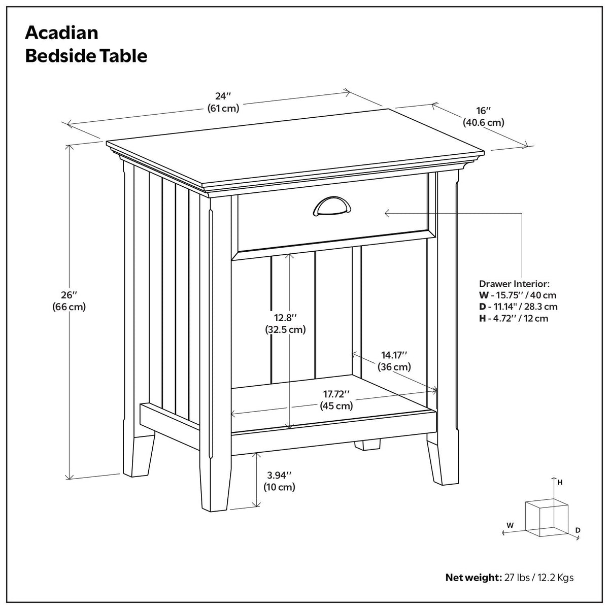 Acadian - Bedside Table - Brunette Brown