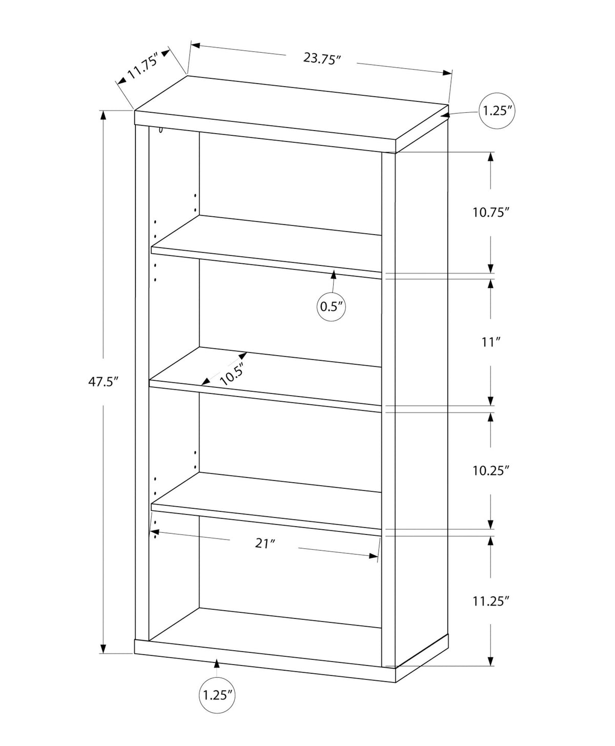 Bookshelf, Bookcase, Etagere, 5 Tier, For Office, Contemporary & Modern - Gray