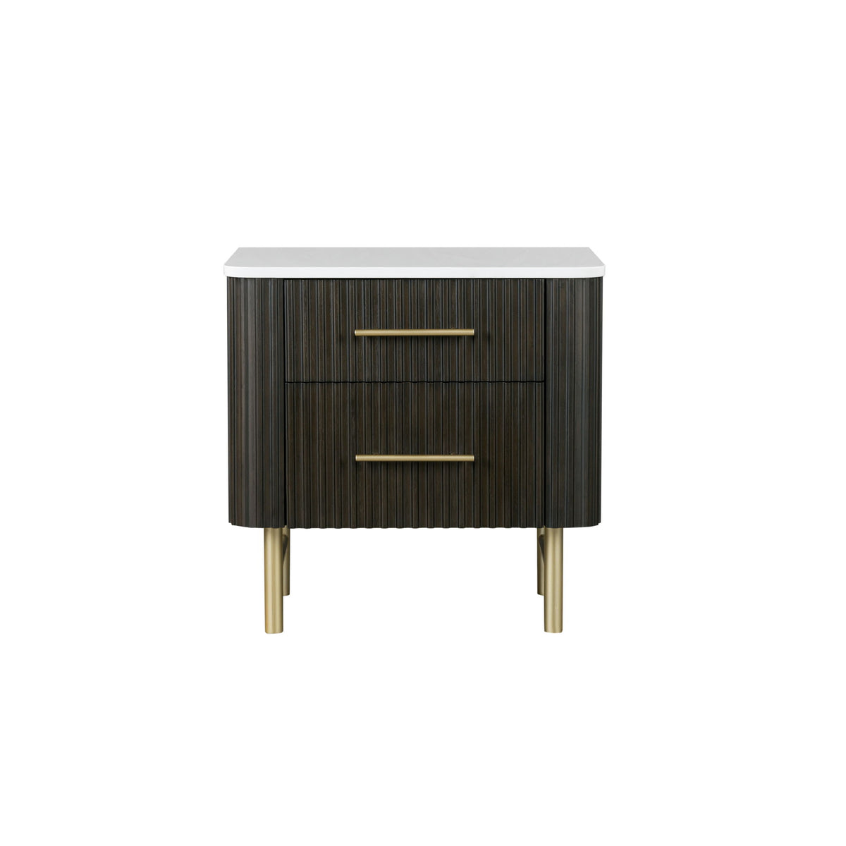 Clayten - Nightstand - Espresso / White Marble