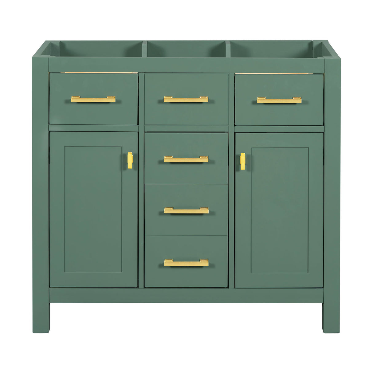 Freestanding Bathroom Vanity With 4 Drawers & 2 Cabinets, Frame Storage Cabinet Only