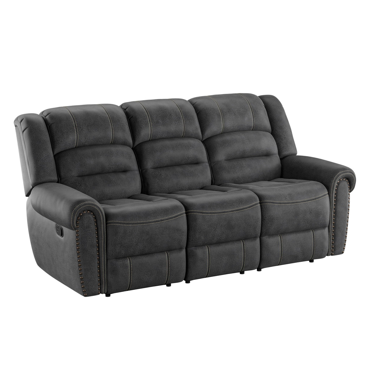 Reclining Sofa - Gray - Faux Leather