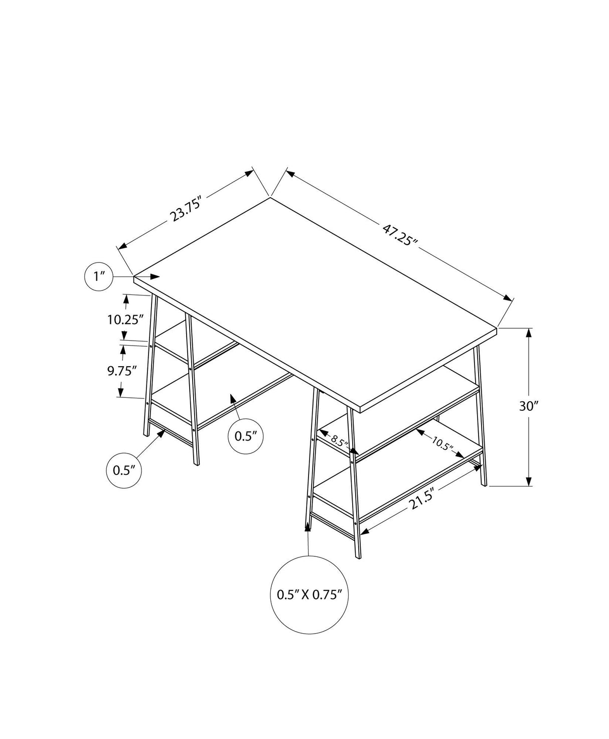 Computer Desk For Home Office, Laptop, Storage Shelves, Contemporary Versatile Placement - White