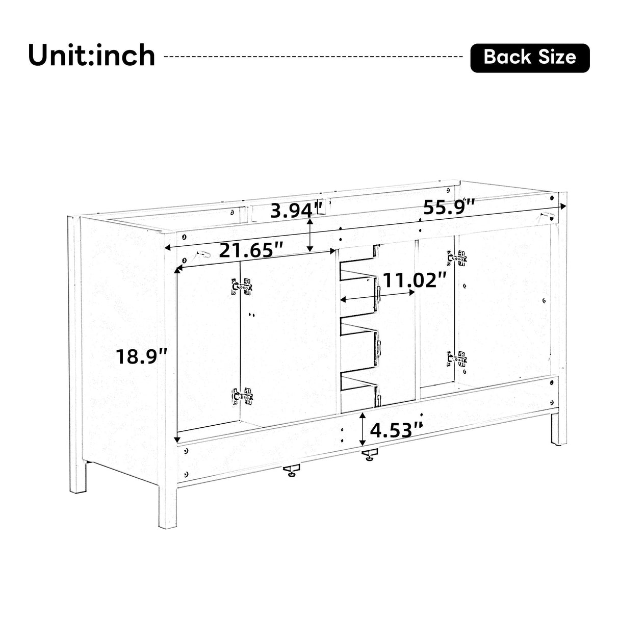 Bathroom Vanity Cabinet Only, Soft Close Doors & Drawers, 4 Drawers & 2 Double Door Cabinets - White