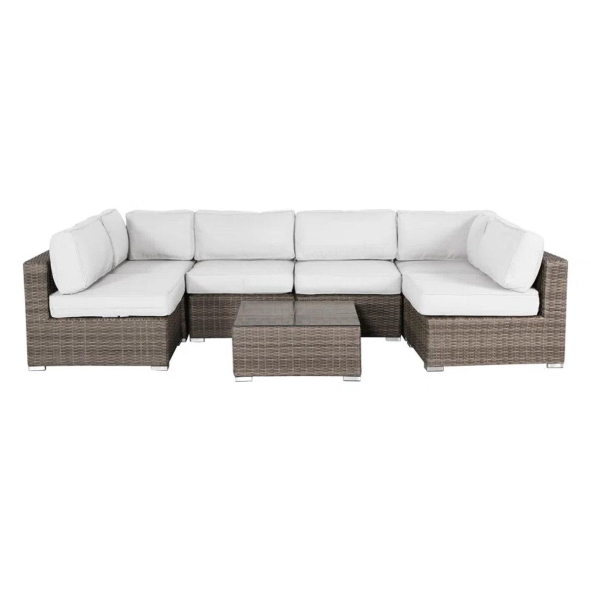 6 Seat Rattan Outdoor Lounge Set Durable - Gray Mix