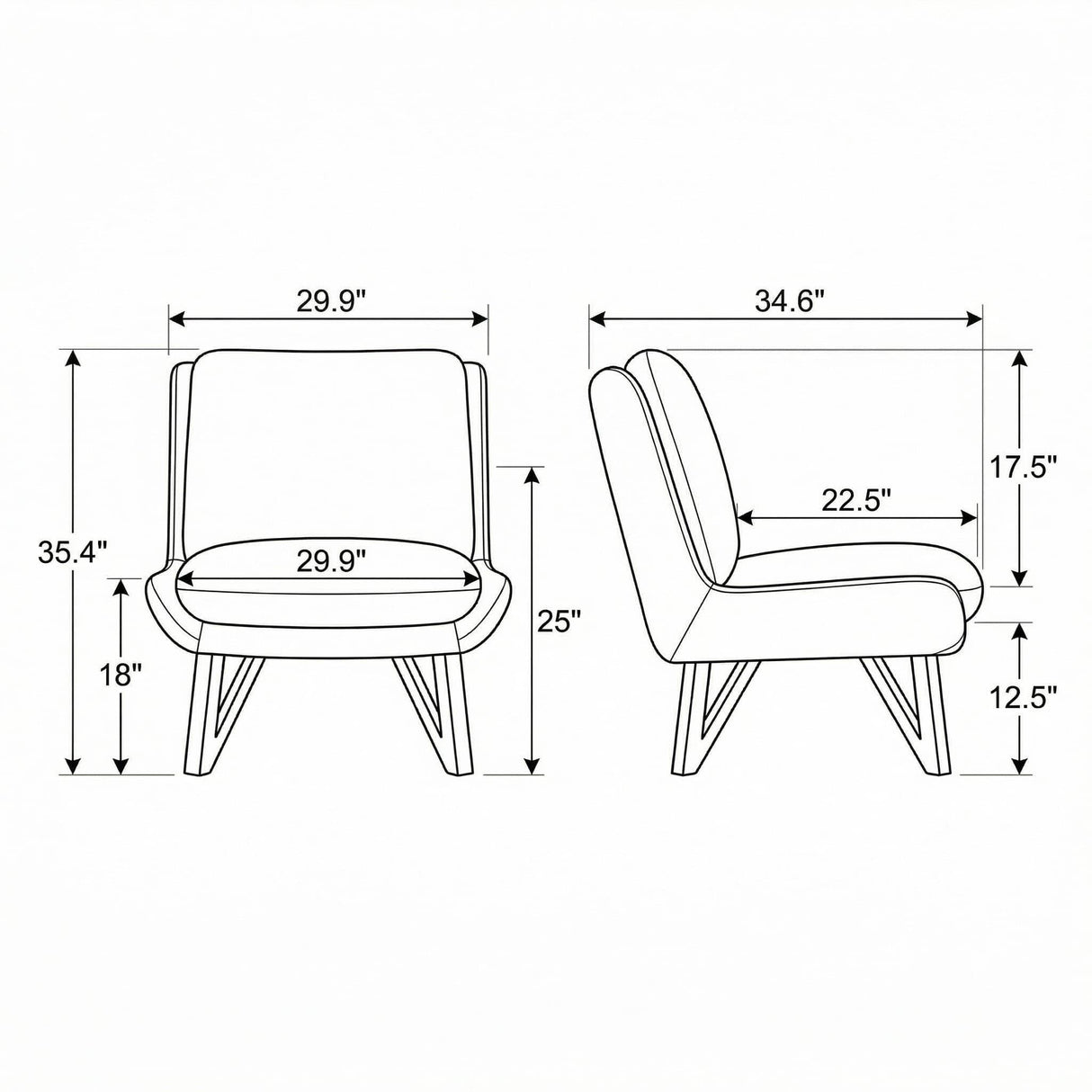 Armless Accent Chair - Gray