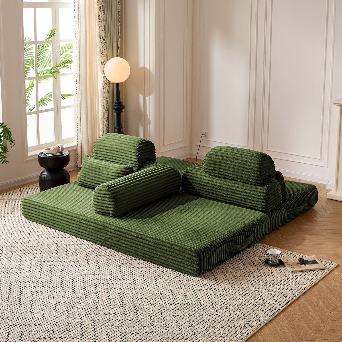 Convertible Sleeper Sofa With & Side Storage Pocket, Foldable Upholstered Couch For Living Room
