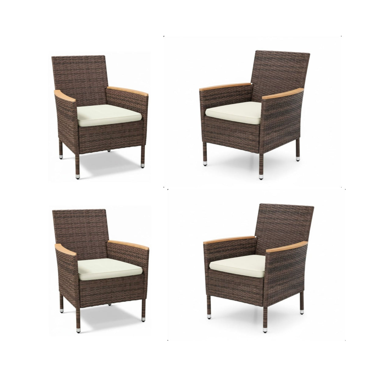 All Weather Patio Dining Chair Set With Cushions (Set of 4) - Brown