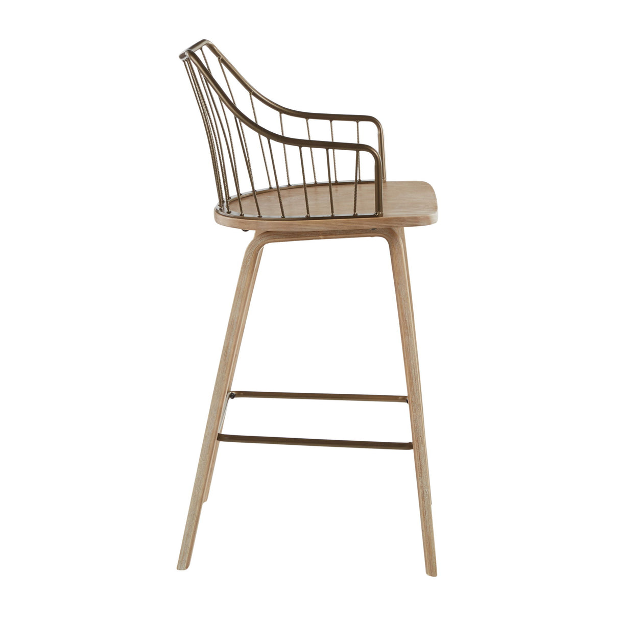 Winston - Farmhouse Counter Stool - White Washed / Antique Copper