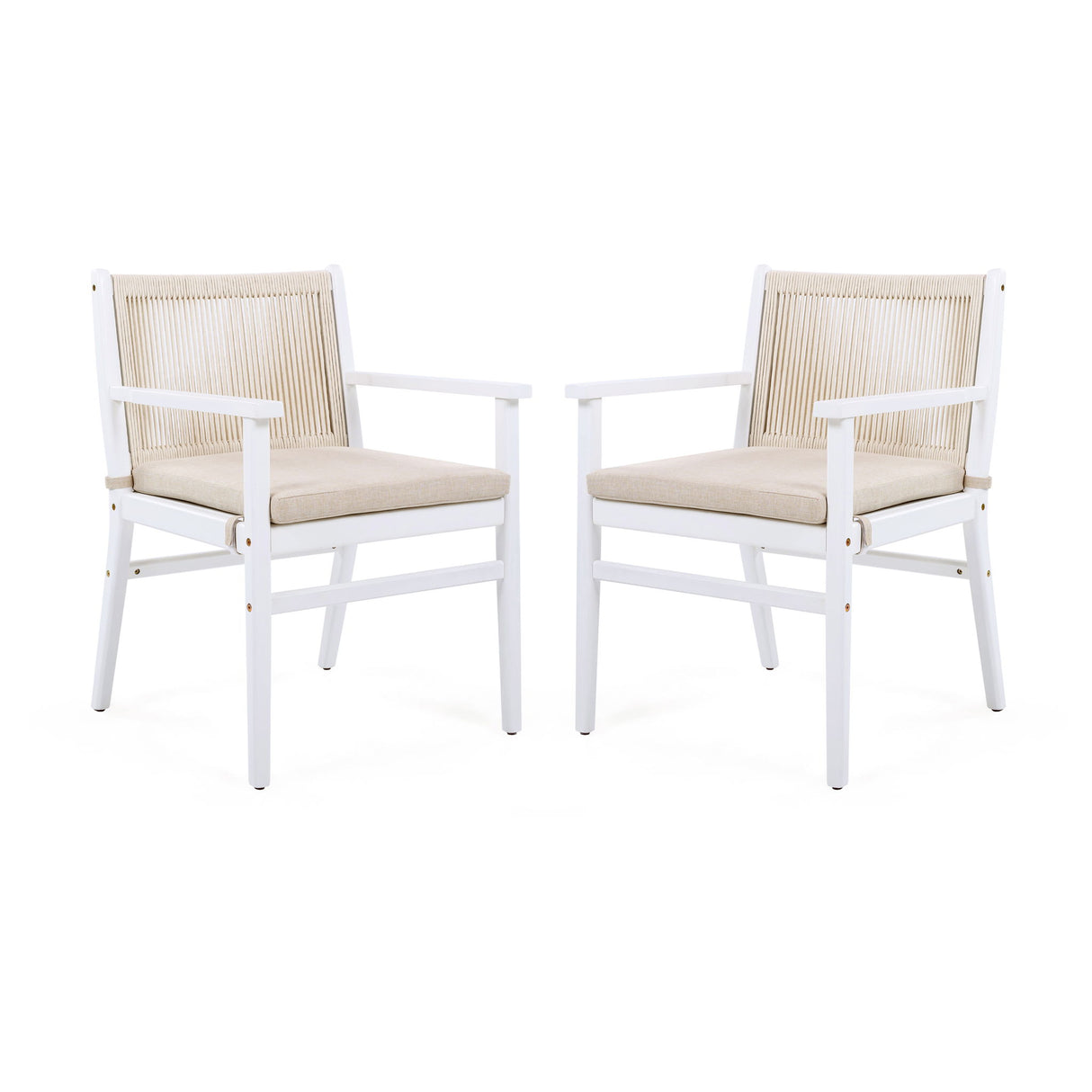 Outdoor Dining Armchair (Set of 2) - Beige / White