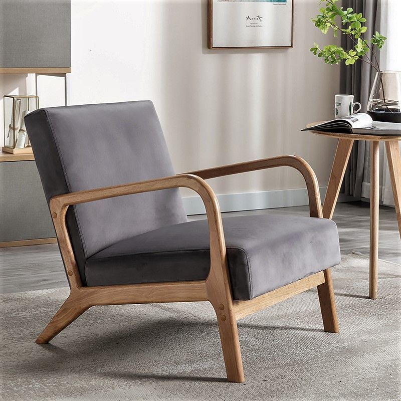 Open Framed Armchair With Cushioning And - Gray