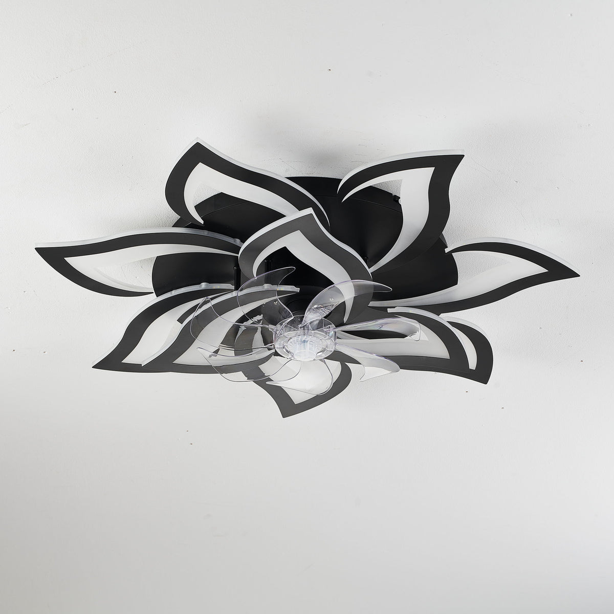 32" Flower Ceiling Fan With LED Dimmable Light, Low Profile Flush Mount Fan With Remote Control, 6 Speeds