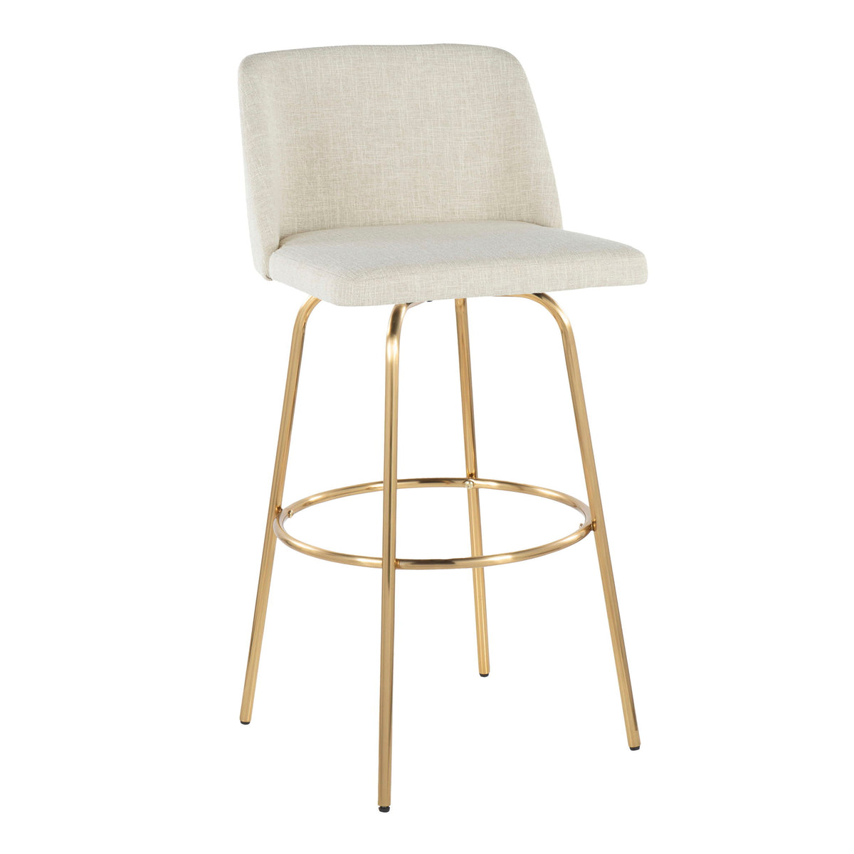 Toriano - Contemporary Fixed Height Barstool Swivel With Round Footrest (Set of 2) - Cream