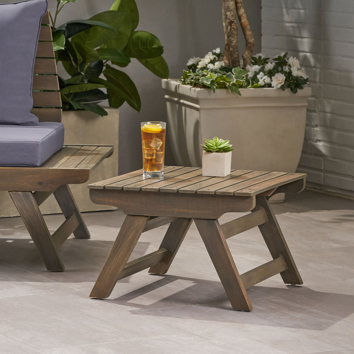Sedona - Outdoor Side Table With Open Slat Design - Gray