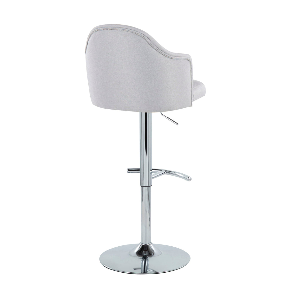 Ahoy - Contemporary Adjustable Barstool With Swivel With Rounded T Footrest (Set of 2) - Gray