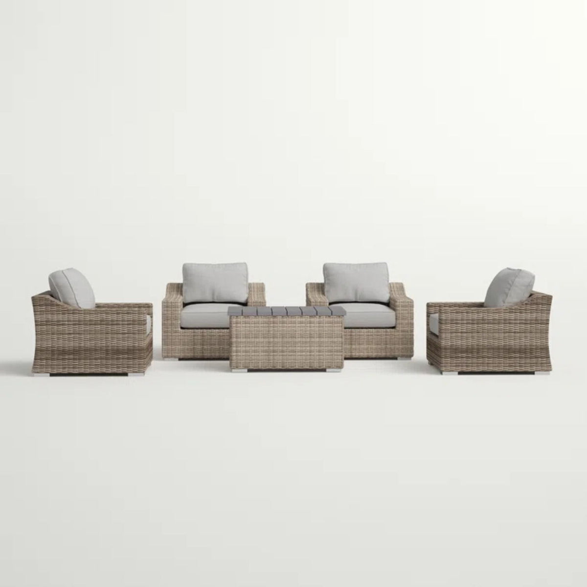 Wicker Sectional Seating Group With Cushions - Gray Mix