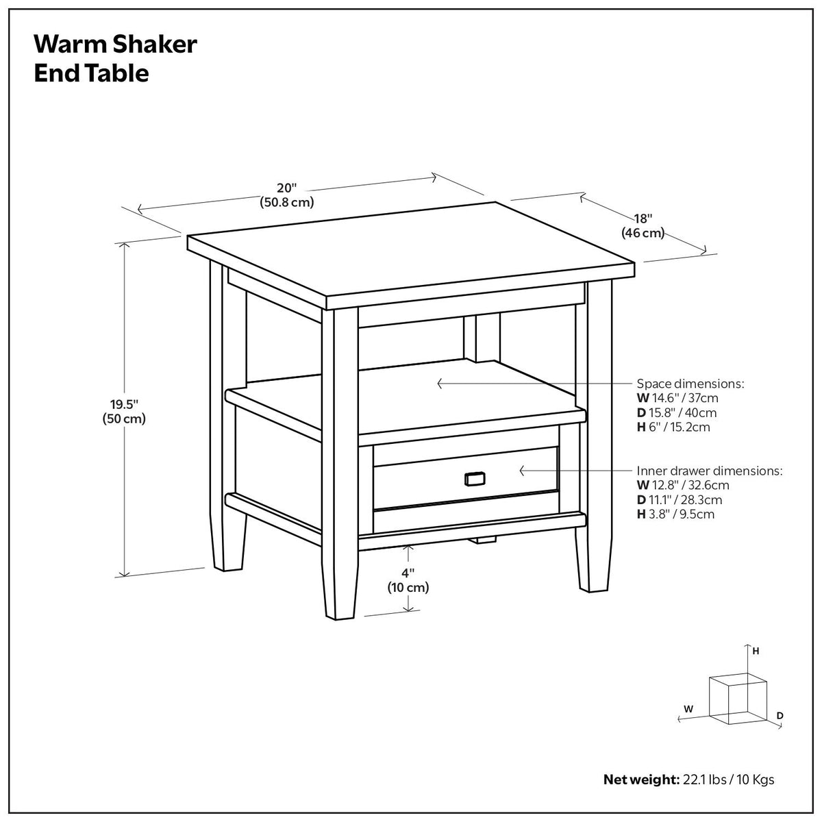 Warm Shaker - End Table - Dark Brown