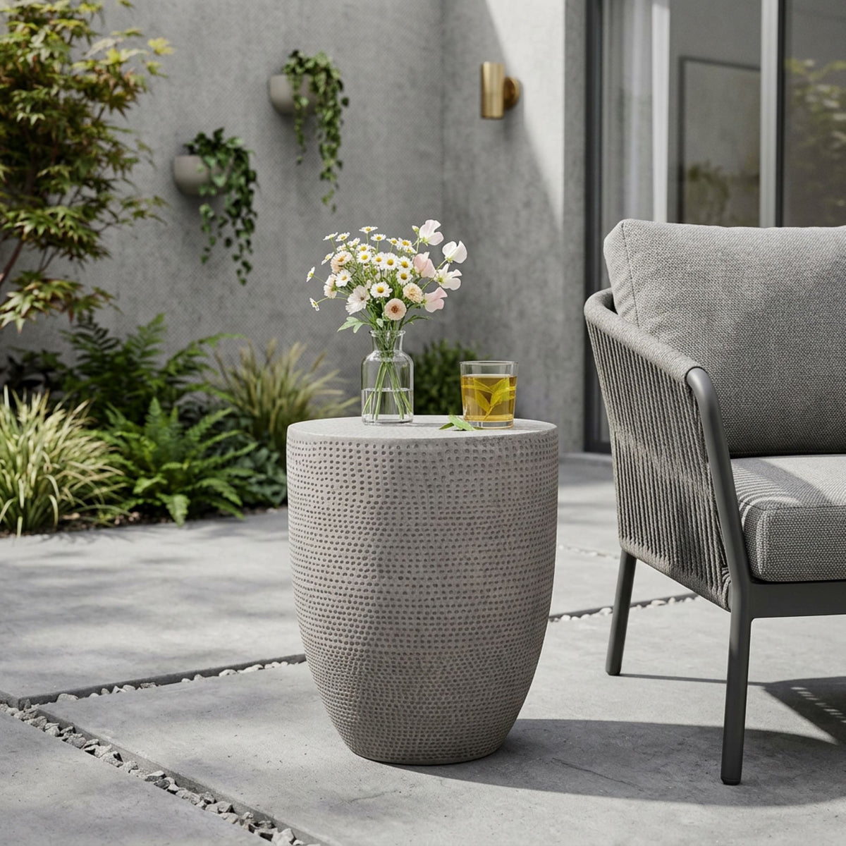 Outdoor Lightweight Concrete, Side Table - Natural