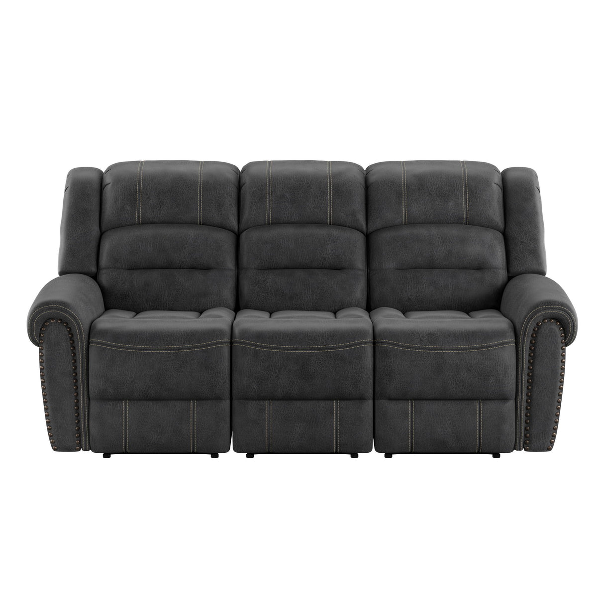 Reclining Sofa - Gray - Faux Leather