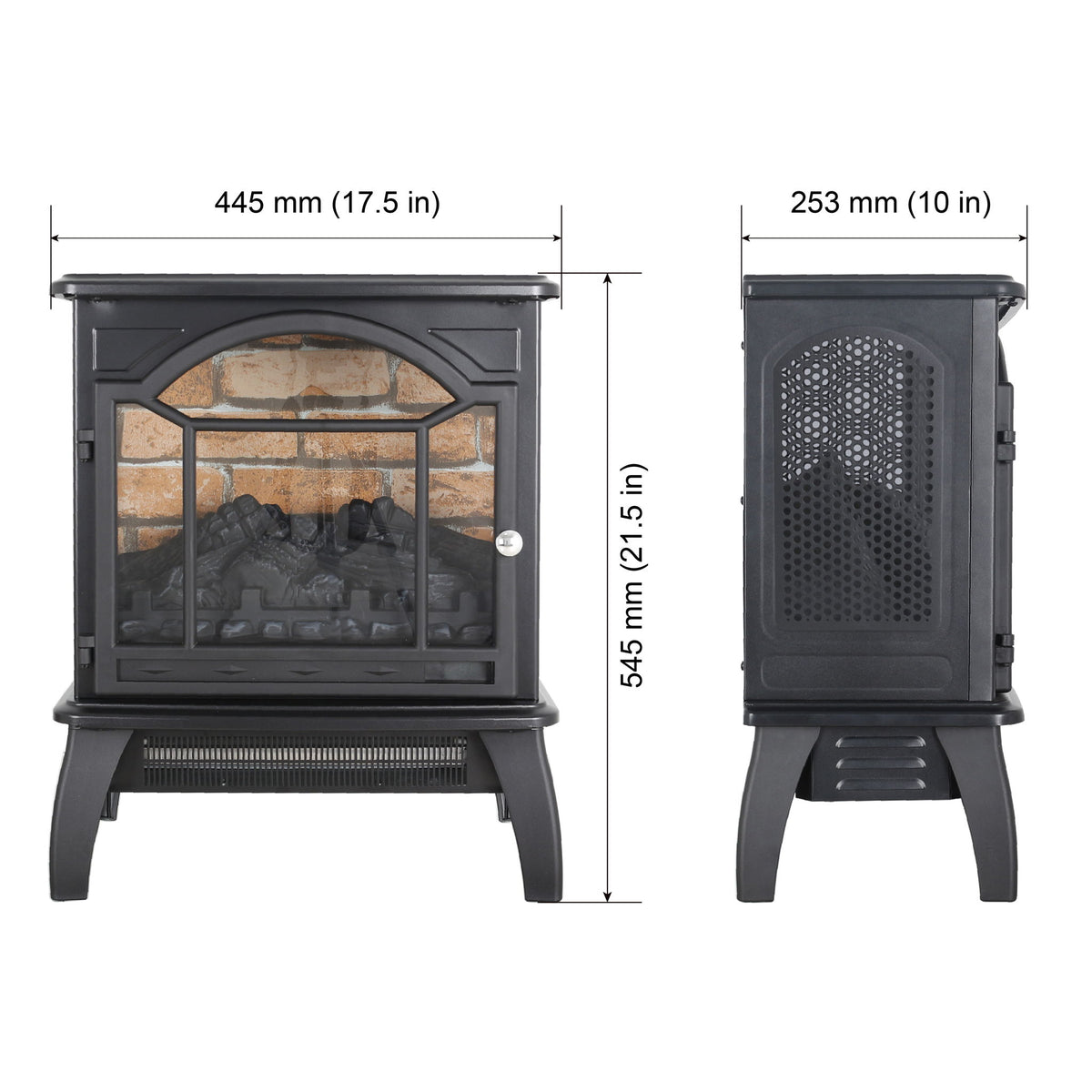 18" 3D Flame Electric Infrared Quartz Fireplace Stove & Remote Control - Antique Black