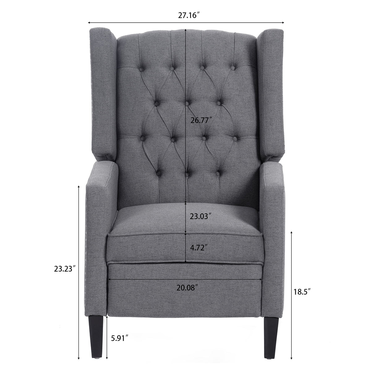 Manual Wing Chair Recliner - Gray