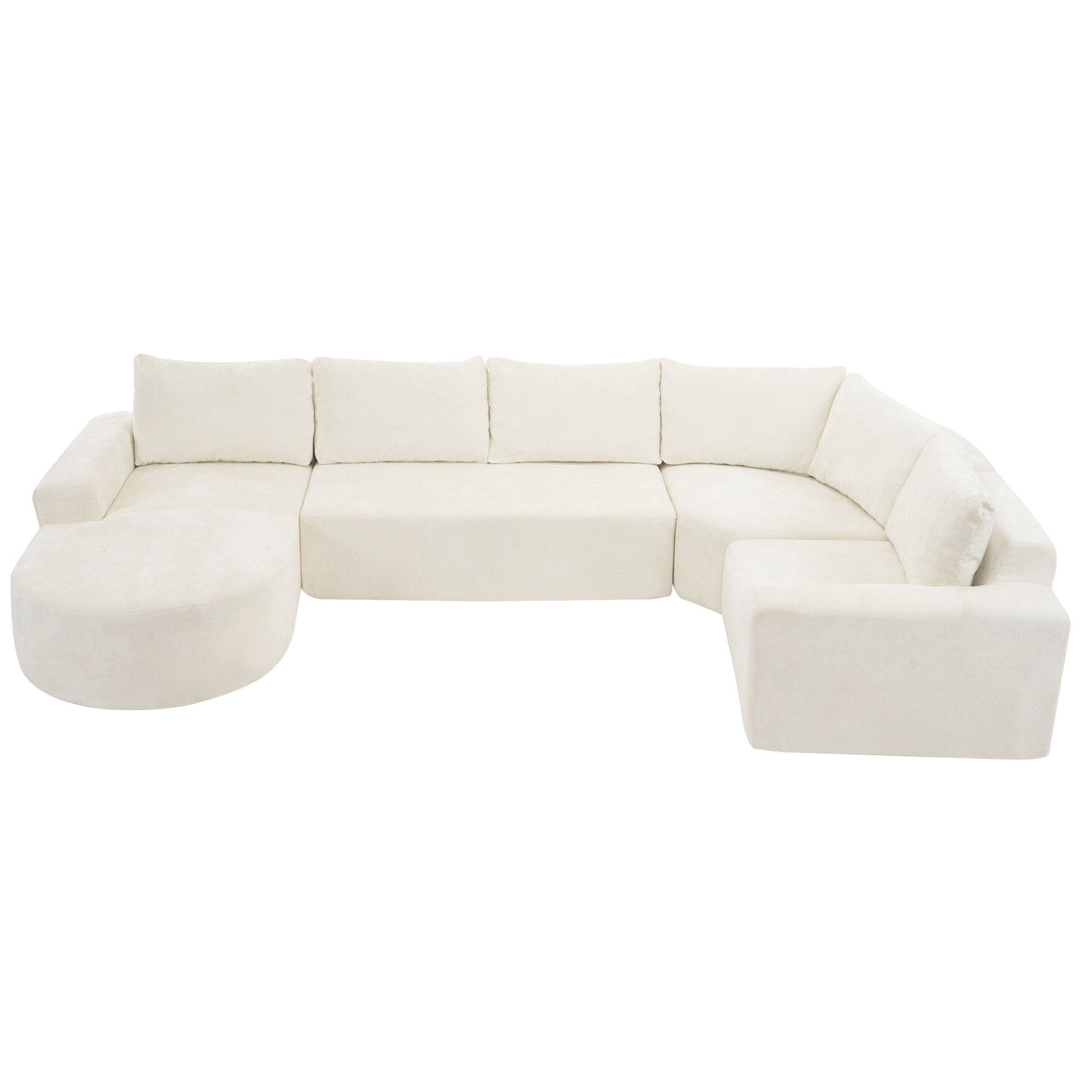 Modular Cloud Sectional Sofa Set, U-Shaped Upholstered Couch With Deep Seat - Beige