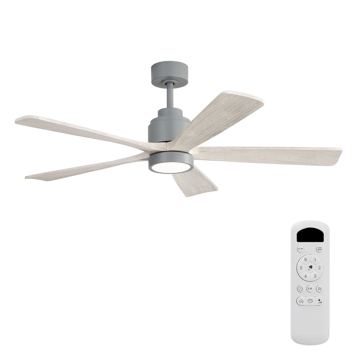 52" Ceiling Fan With Light, 6 Speed Quiet Remote Control, Dimmable LED For Living Room