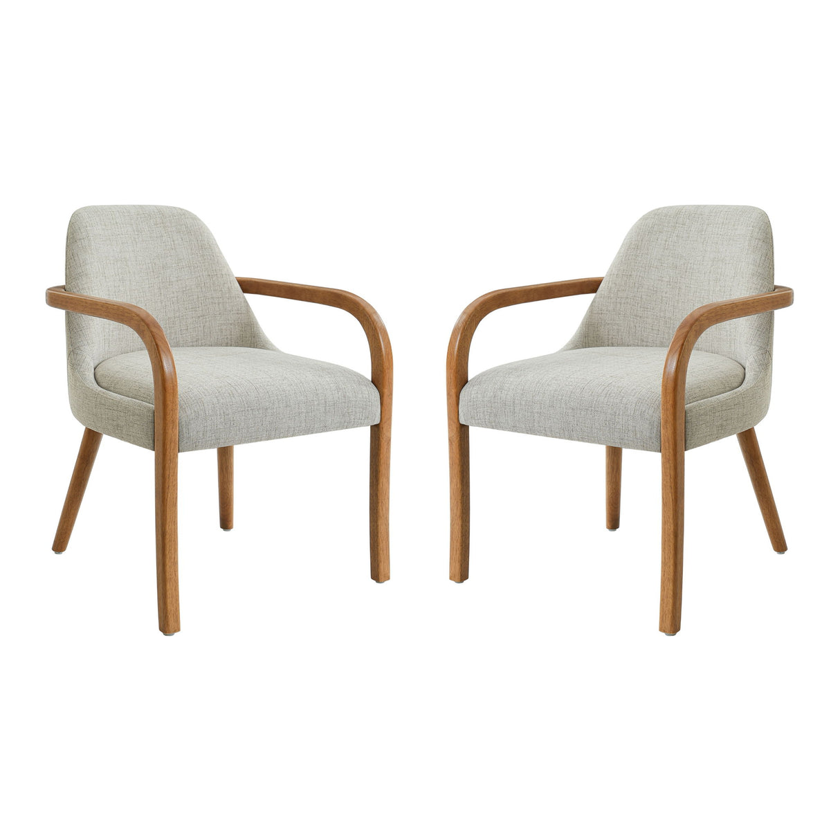 Dining Indoor Upholstered Armchairs (Set of 2) - Beige / Light Oak