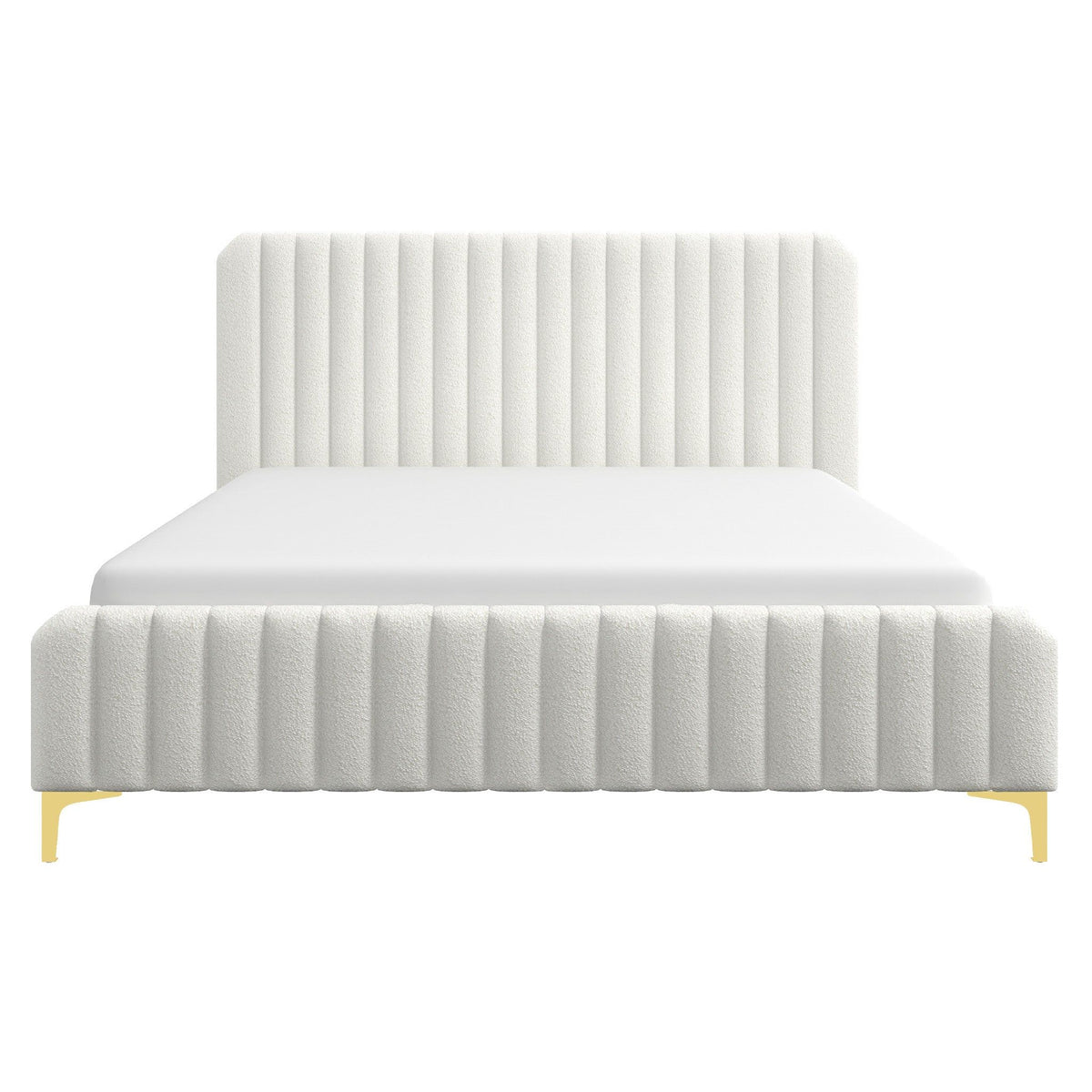 Valery - King Size Platform Bed - Cream
