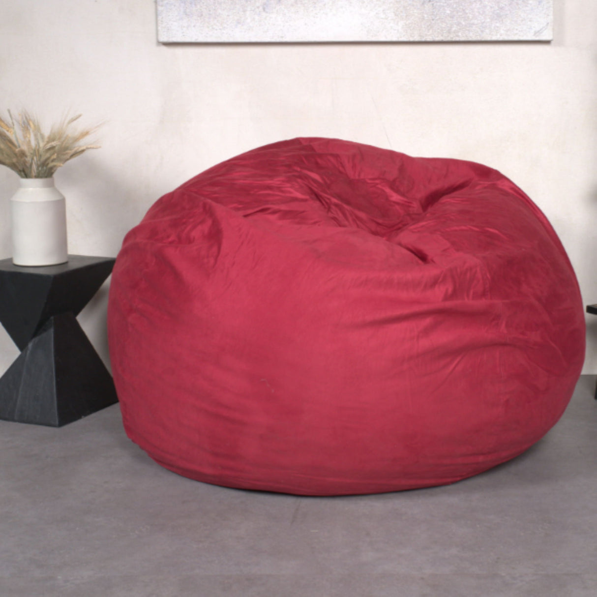 Comfortable High Density Shredded Foam Bean Bag Chair For Kids And Adults With Removable Microsuede Cover - Chinese Red