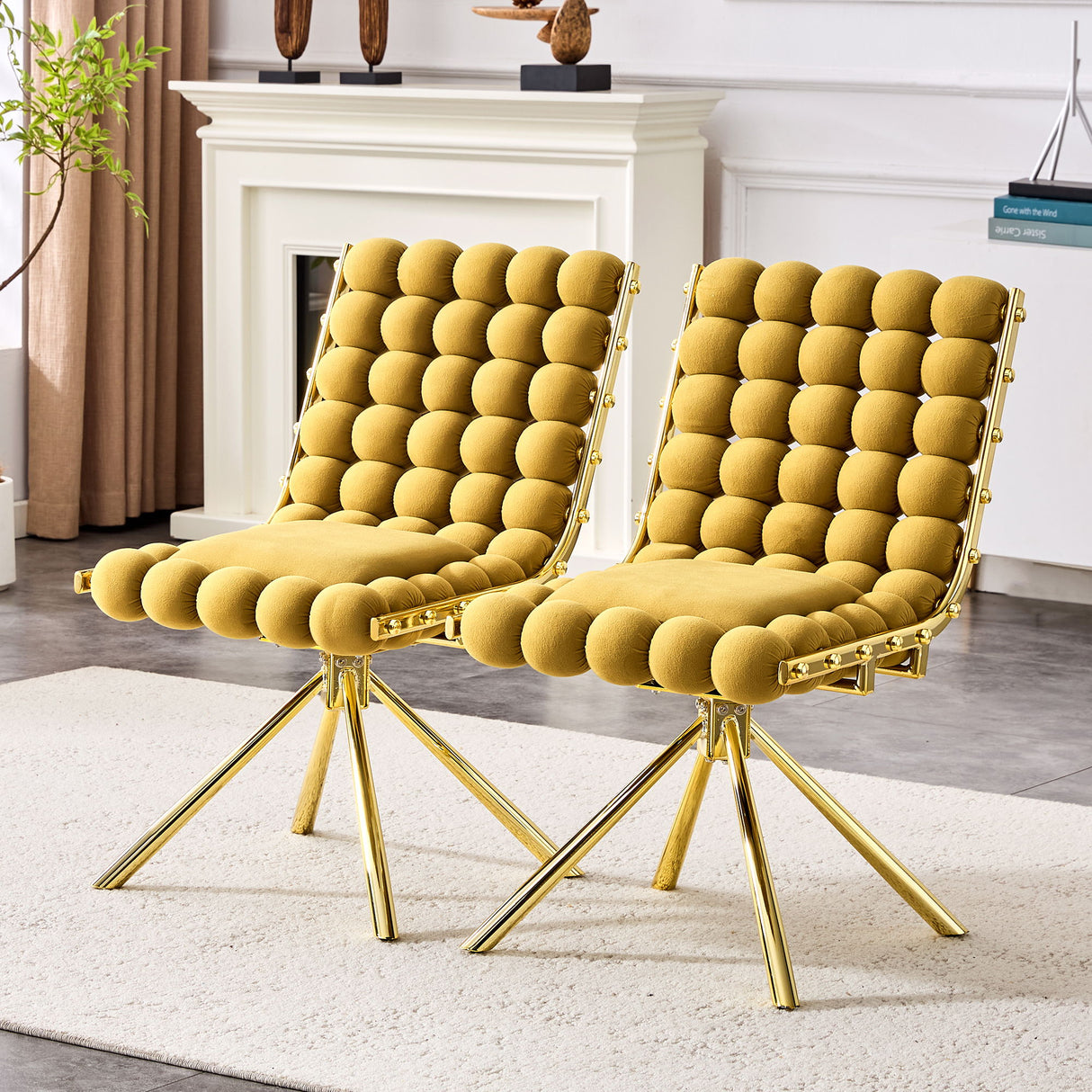 Puffy Bubble, Ball Chain Dining Chairs For Dining Room (Set of 2)