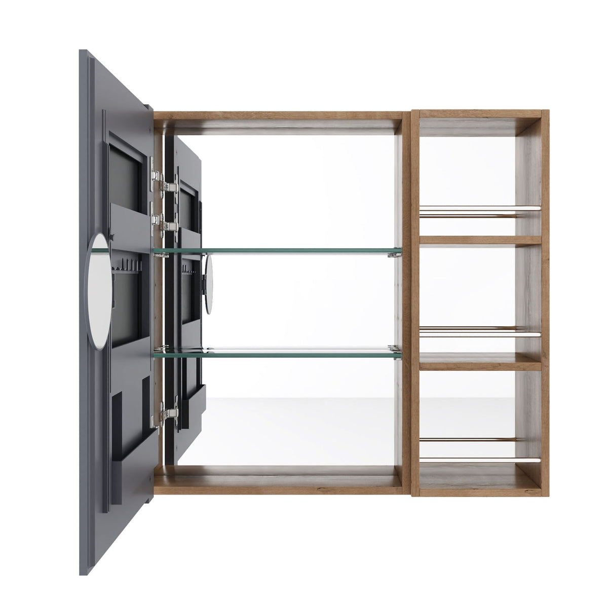 29.63" Wall Mounted Bathroom Cabinet With Adjustable Shelves - Imitative Oak