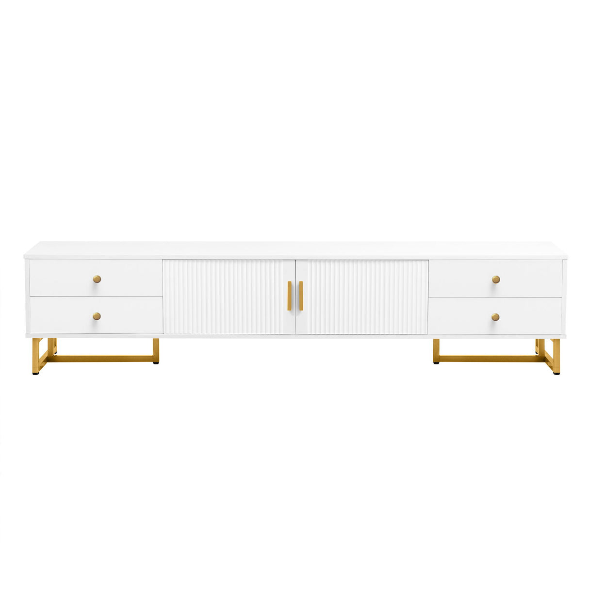 TV Media Console Table, TV Stand With Storage For Living Room - White