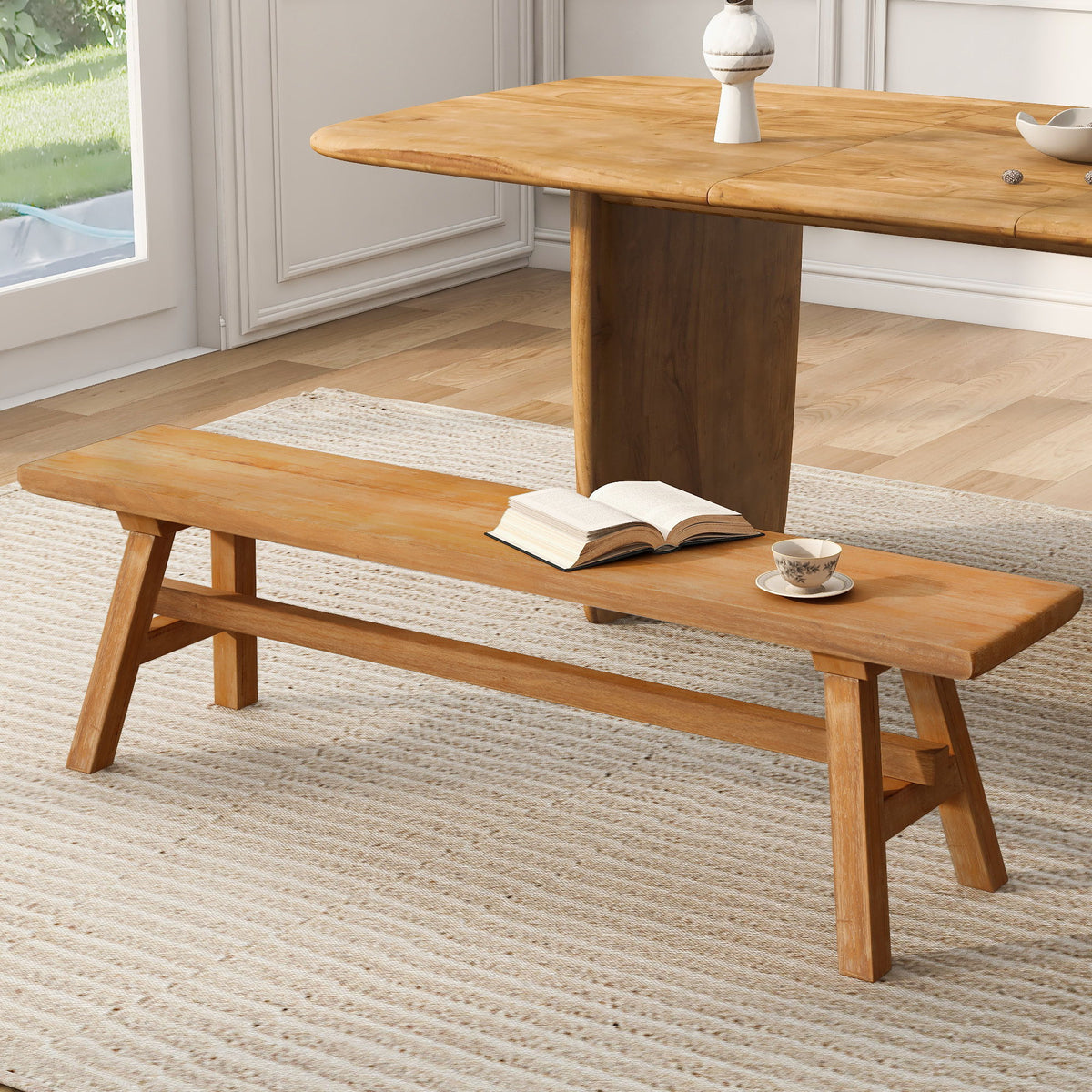 Dining Bench For Indoor Use - Natural Wood