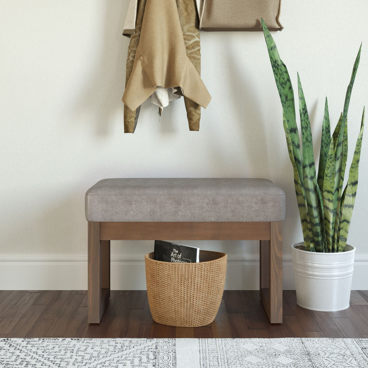 Milltown - Footstool, Small Ottoman Bench - Gray