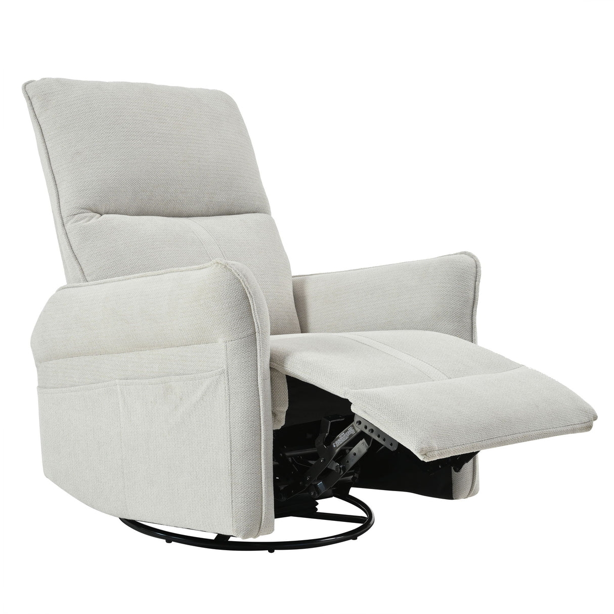 360° Swivel Rocker Recliner Chair, Swive Nursery Rocking Chair With Pull Ring, Glide Chair For Livin Room - Gray