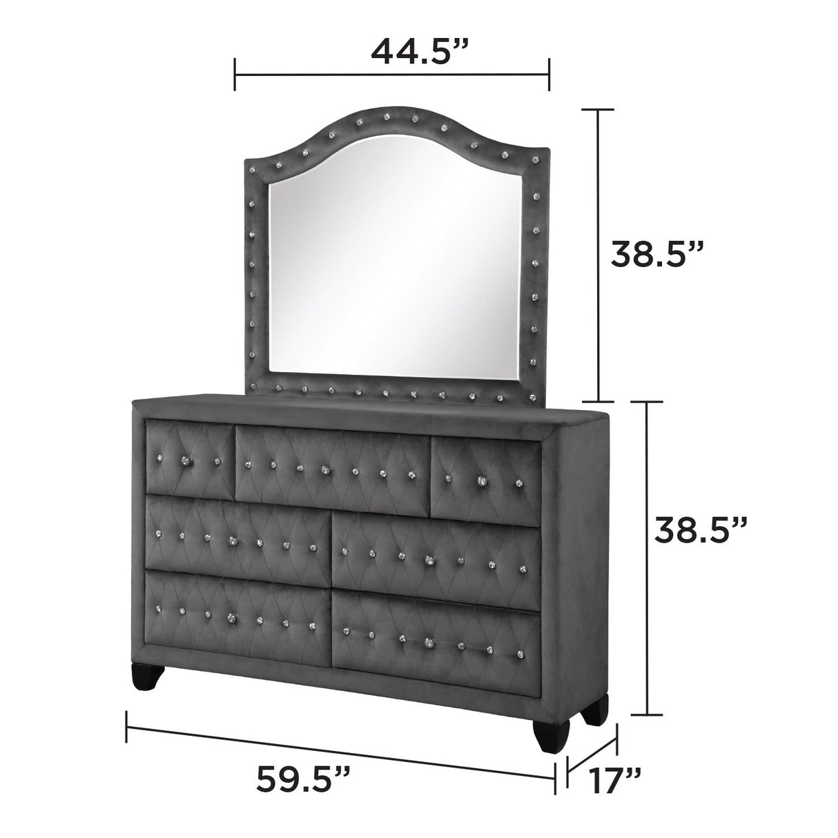 Hazel - 5 Piece Queen Tufted Bedroom Set - Gray