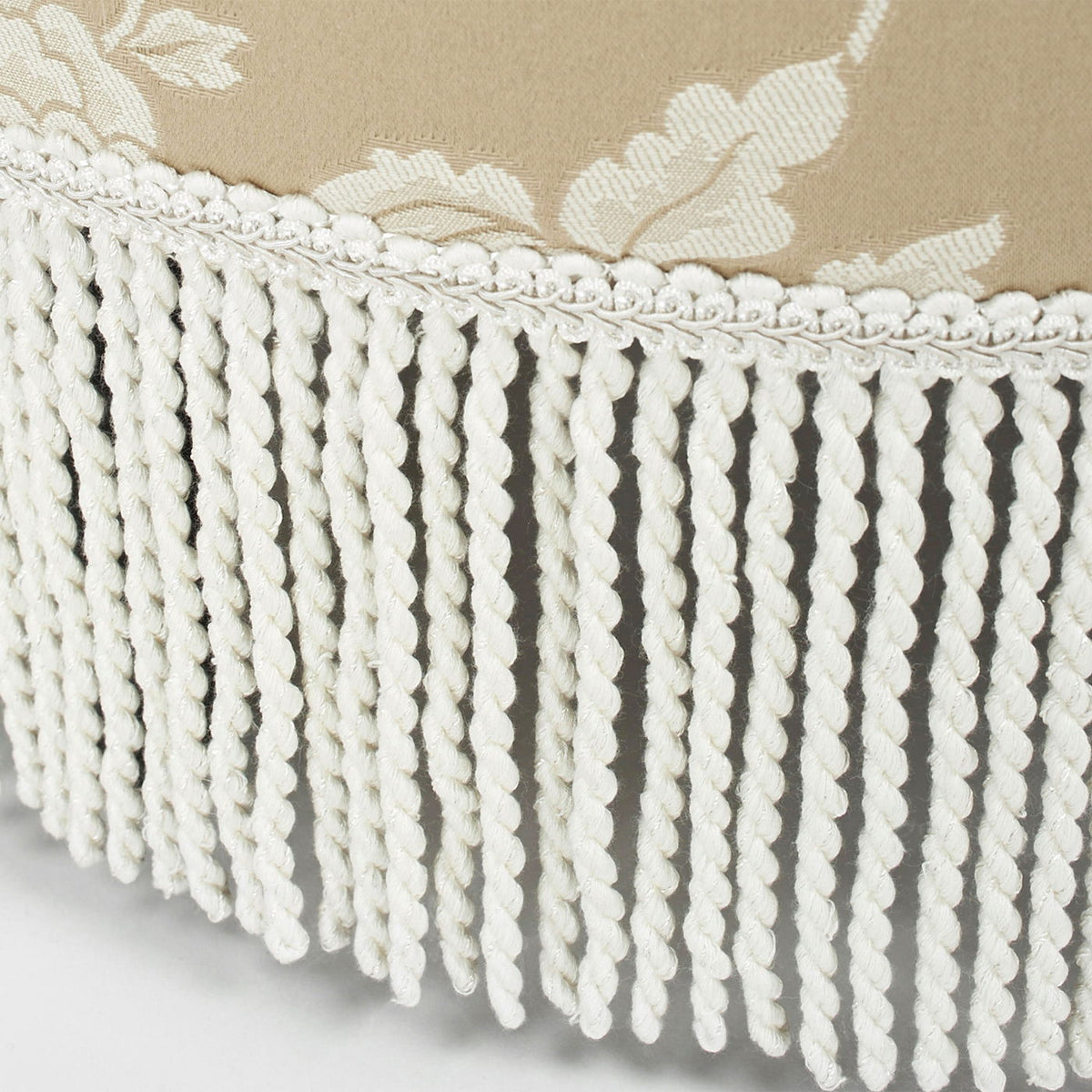 Yolanda - Floral Round Upholstered Accent Ottoman - Beige