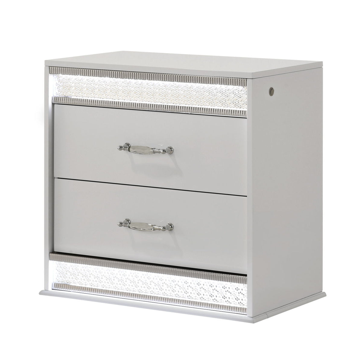 Glam - 2 Drawer Nightstand & LED Lighting - White