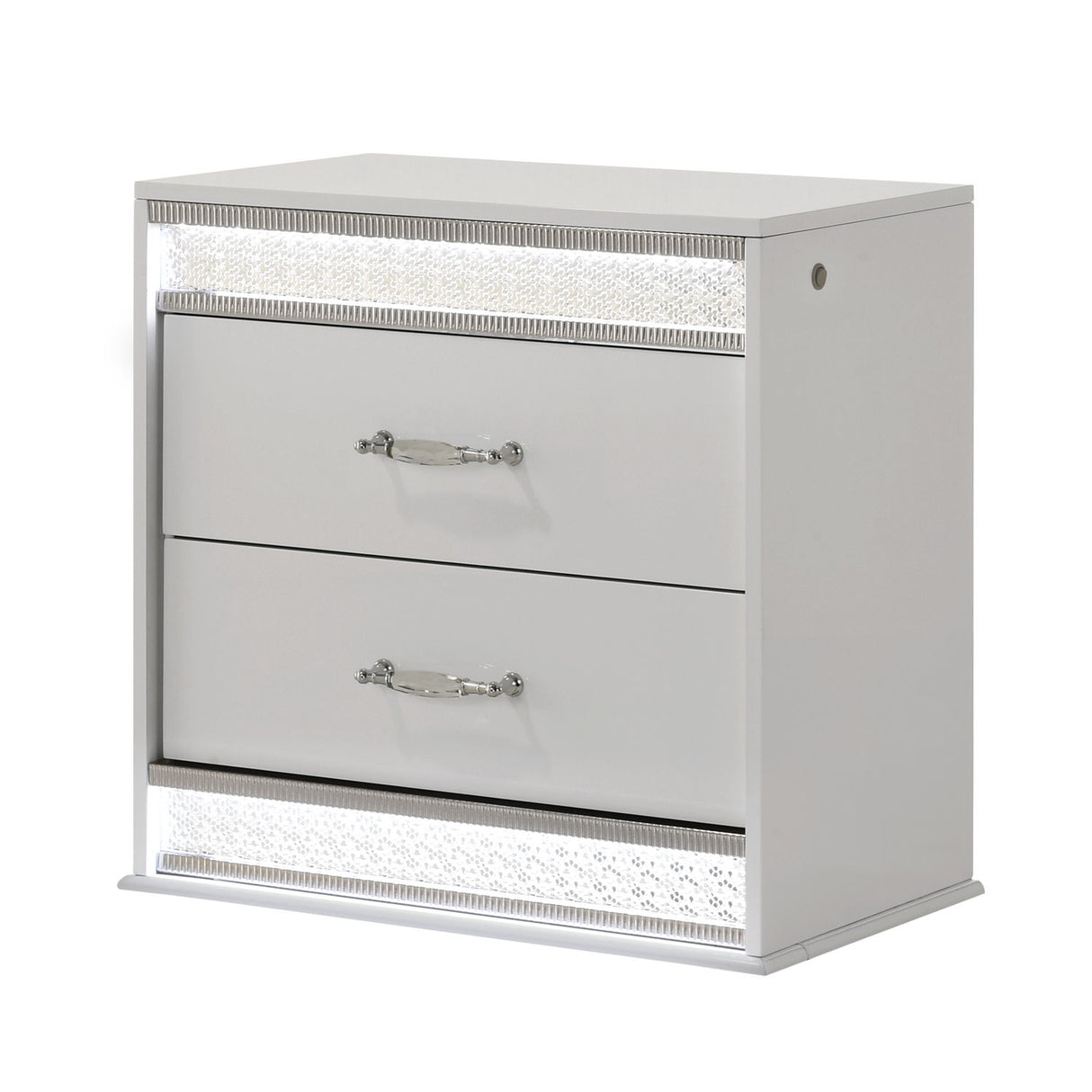 Glam - 2 Drawer Nightstand With LED Lighting - White