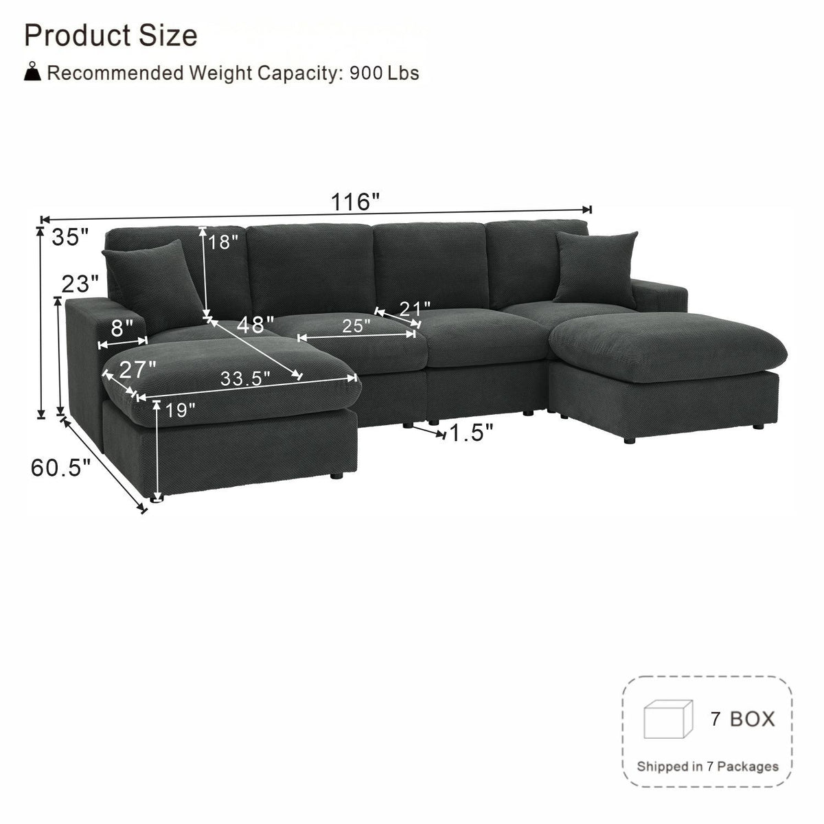 Sectional With 2 Ottomans