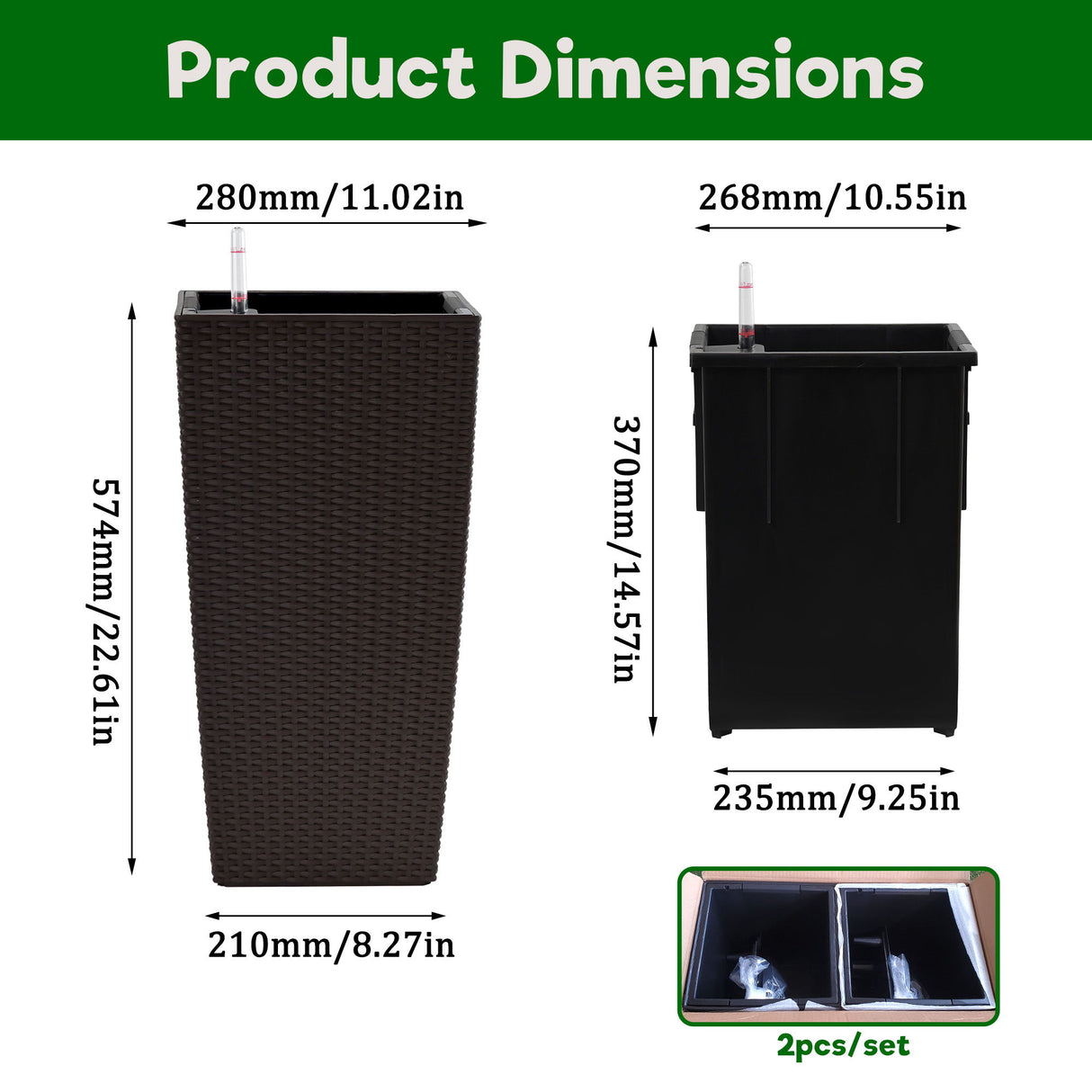 Indoor Outdoor Planter With Automatic Watering System