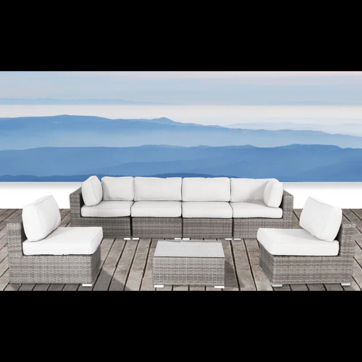 6 Seat Rattan Outdoor Lounge Set Durable - Gray Mix