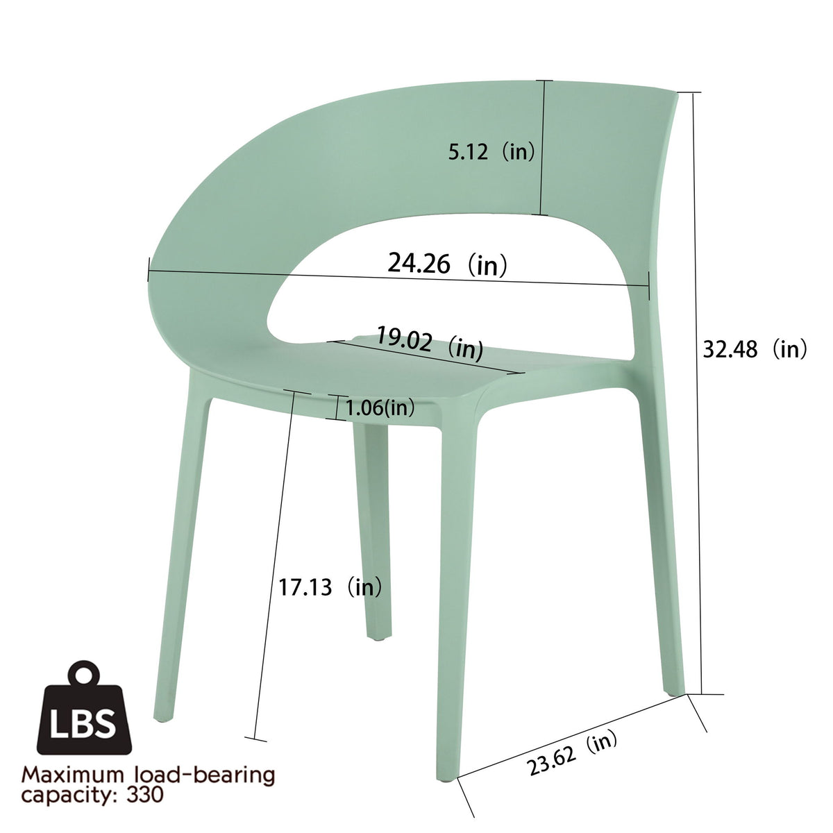 1 Piece Designed Single Chair, UV Resistant, Waterproof And Wear Resistant - Haze Green