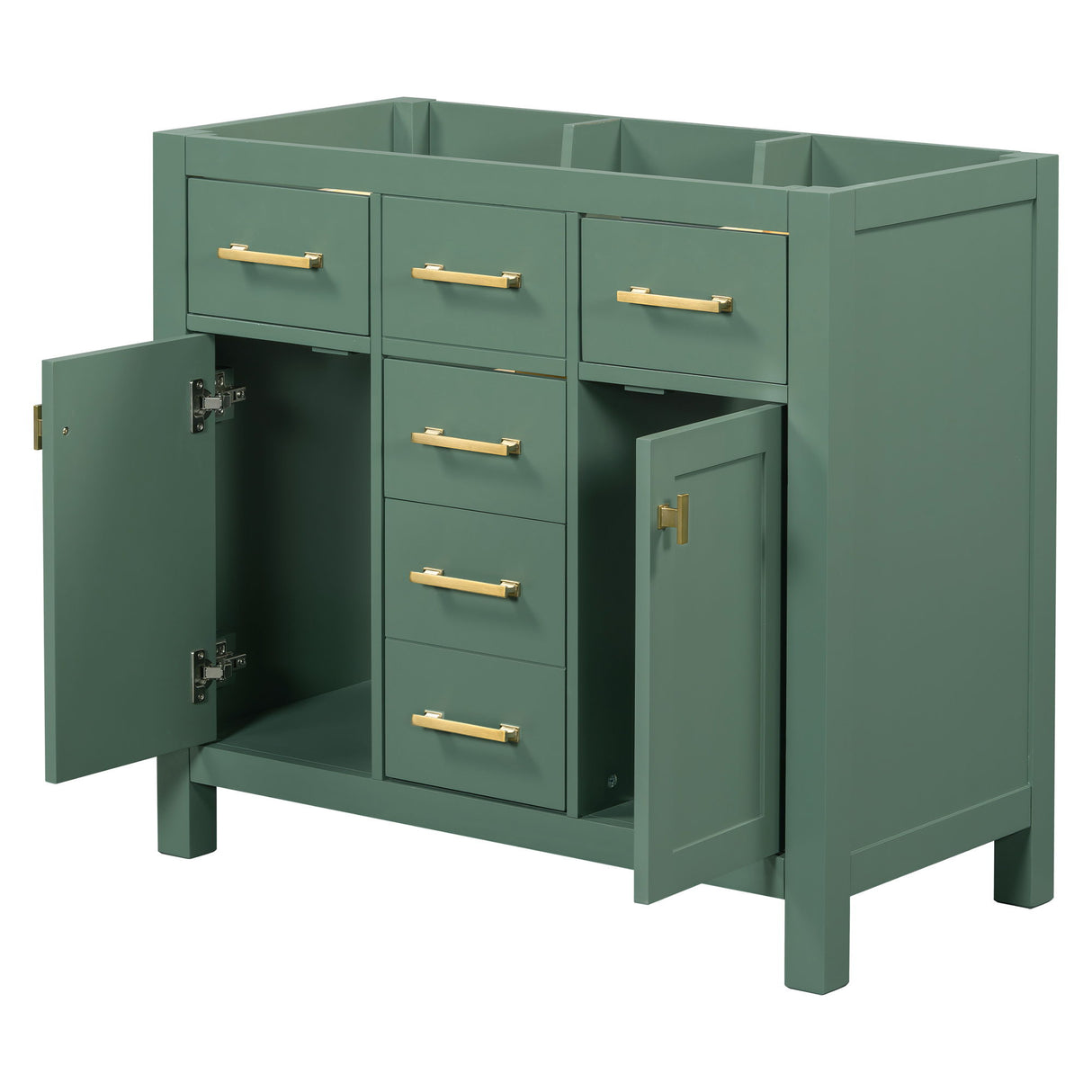 Freestanding Bathroom Vanity With 4 Drawers & 2 Cabinets, Frame Storage Cabinet Only