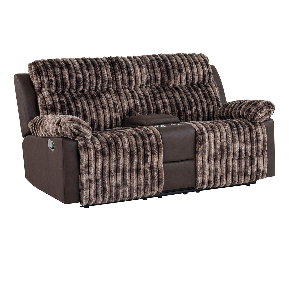 Bruni - Console Reclining Loveseat With Manual Recline And Rich Upholstery - Brown