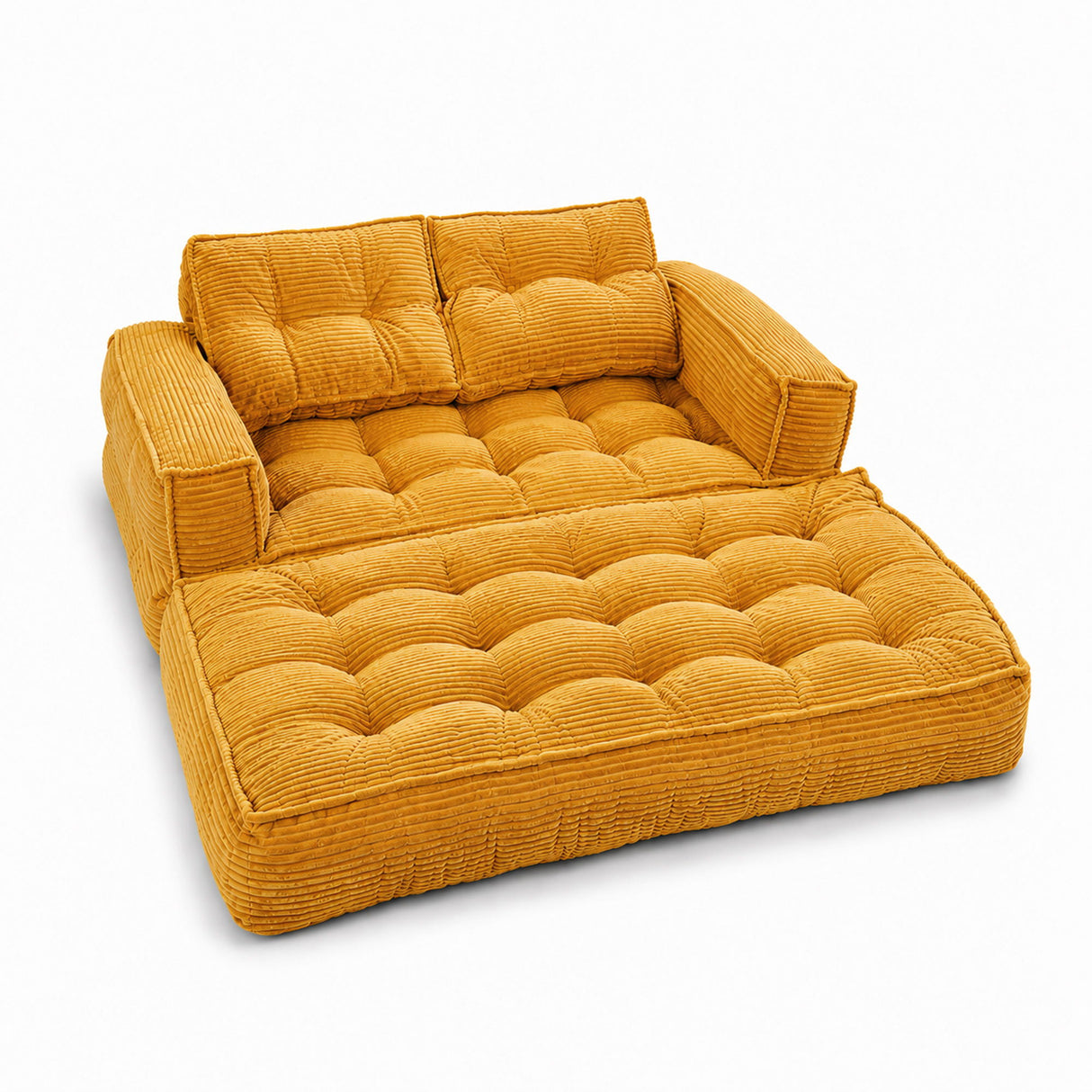 2 Seater Modular Corduroy Sofa With Chaise Lounge For Living Room