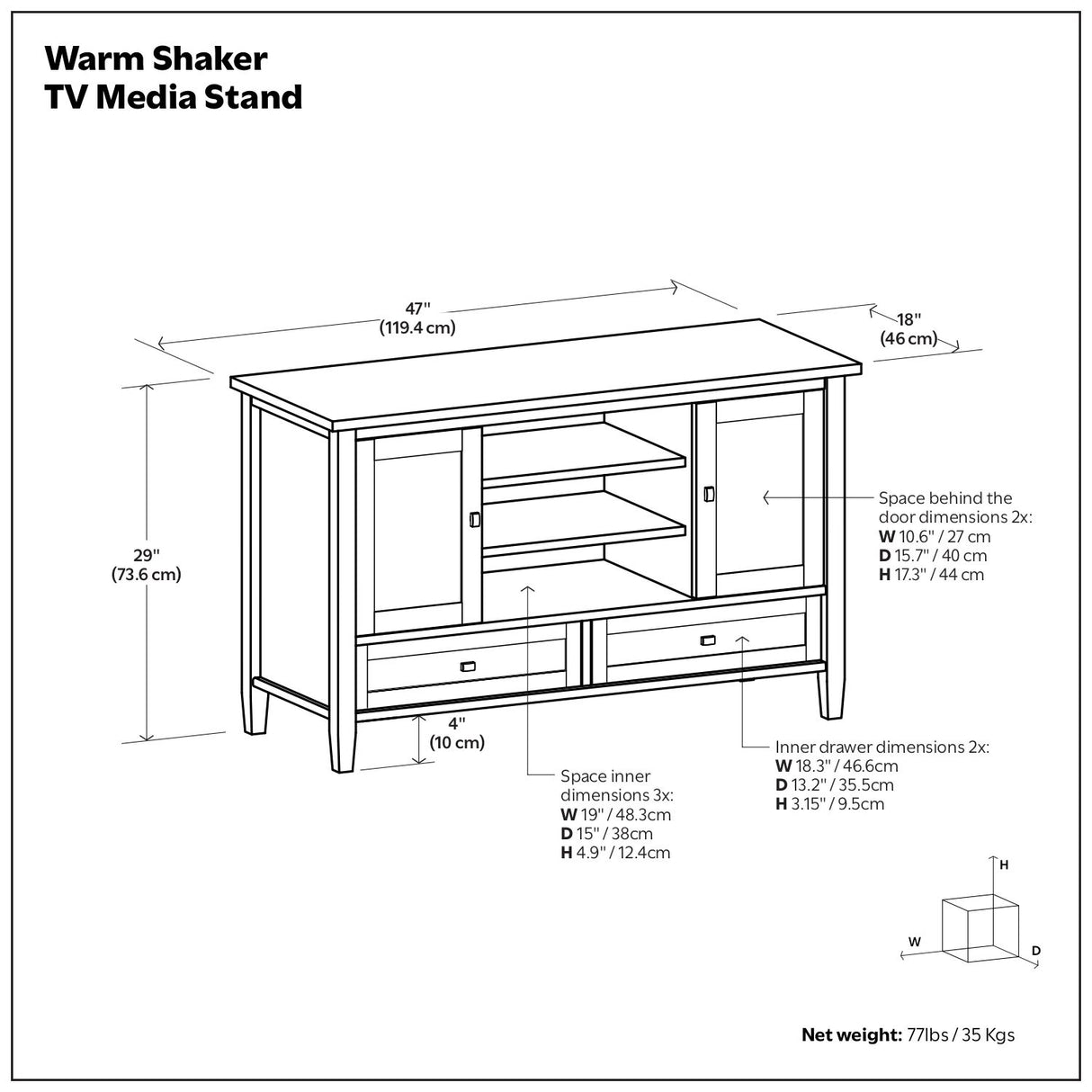 Warm Shaker - TV Media Stand Handcrafted - Light Brown