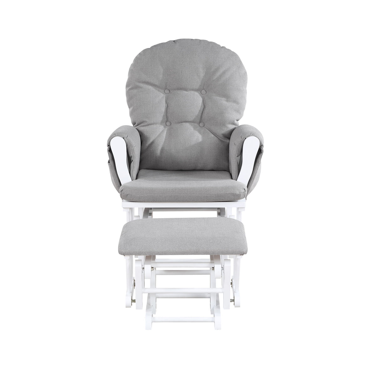 Mason - Glider And Ottoman White Wood - Gray