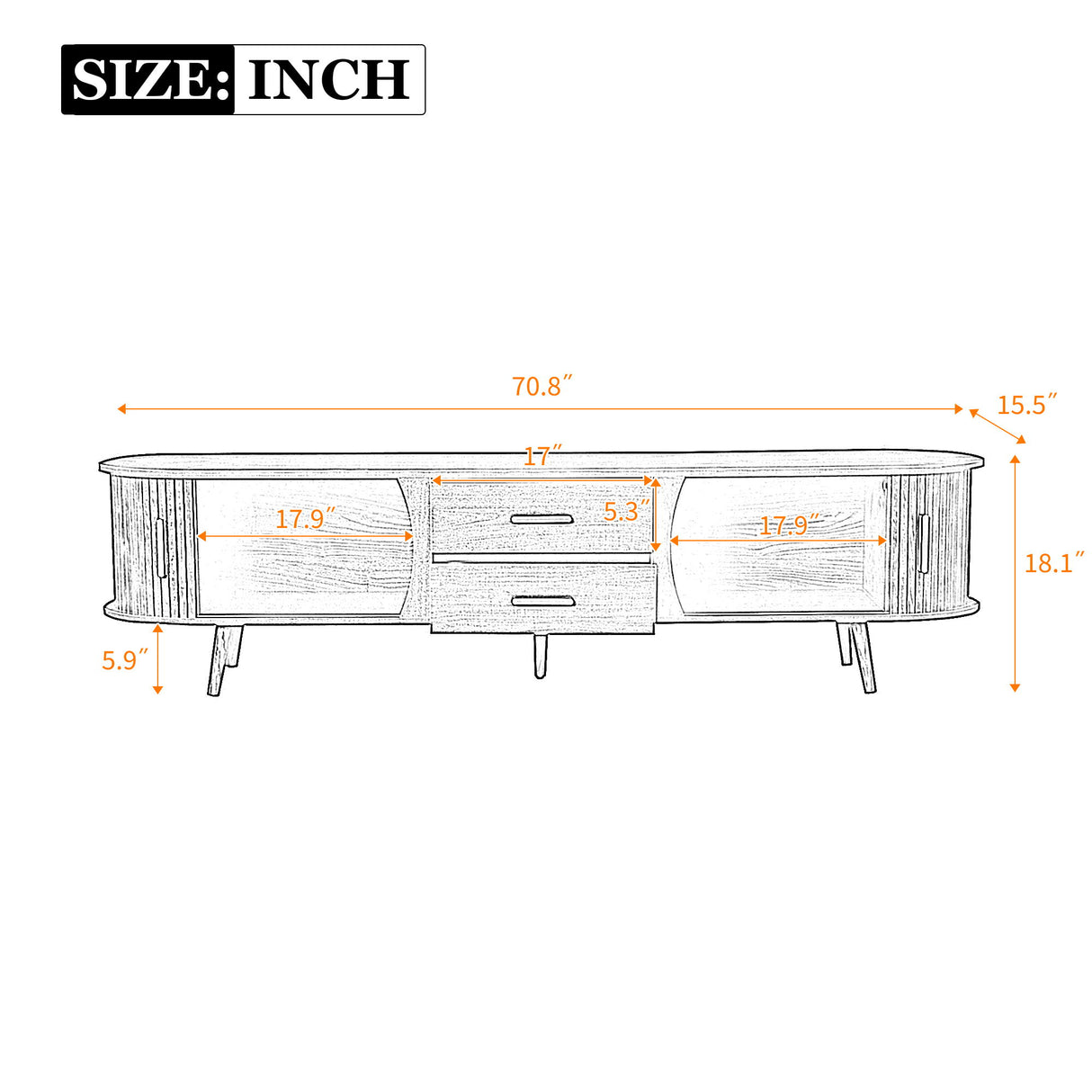 TV Stand For 80" TV, Entertainment Center With Storage - Dark Brown